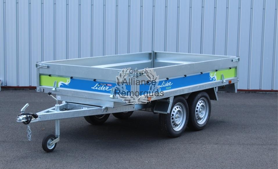 Remorque Lider Tolède ridelles rabattables 253 x 147 cm 500/750KG